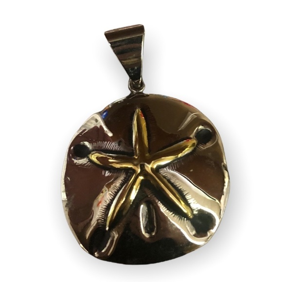 Silver and Gold Sand Dollar Pendant - Picture 1 of 5